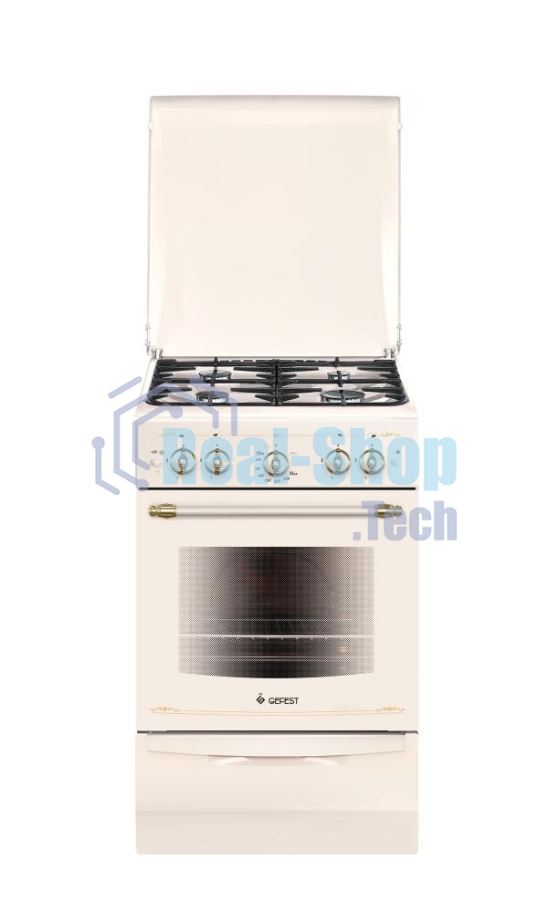 Плита газовая Gefest ПГ 5100-02 0186 бежевый, конфорок 4 шт, духовка 52 л, 50 см x 85 см x 58.5 см