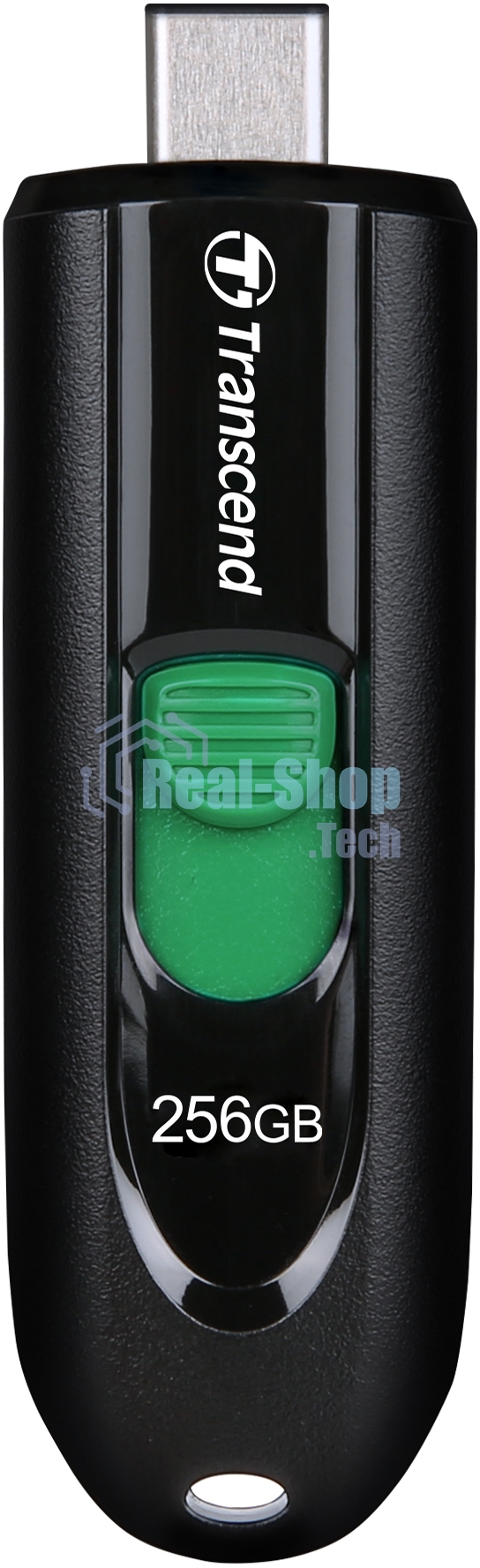 Флешка USB Transcend JetFlash 790С (TS256GJF790C), 256Gb, USB 3.0 Type-C, R/W 90/60, черный/зеленый