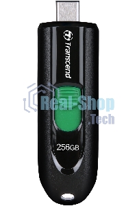 Флешка USB Transcend JetFlash 790С (TS256GJF790C), 256Gb, USB 3.0 Type-C, R/W 90/60, черный/зеленый