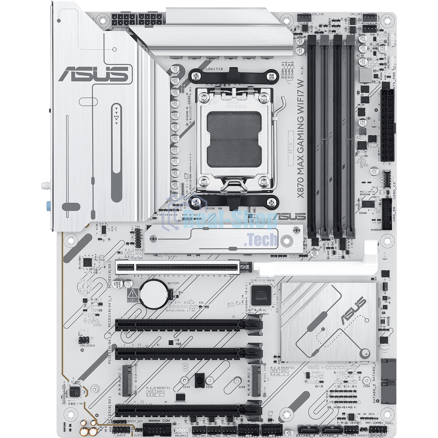 Материнская плата ASUS X870 MAX GAMING WIFI7 W, AM5, AMD X870, 4xDDR5, 4xSATA, 3xM.2, 1xPCIe 5.0 x16, 2xPCIe 4.0 x16, 1xPCIe 3.0 x16, 1xHDMI, 2xUSB Type-C (Display), 1x2.5Gb LAN, Wi-Fi 7, Bluetooth 5.4, 2xUSB-C 40Gbps, 1xUSB-A 10Gbps, 3xUSB-A 5Gbps, 4xUSB