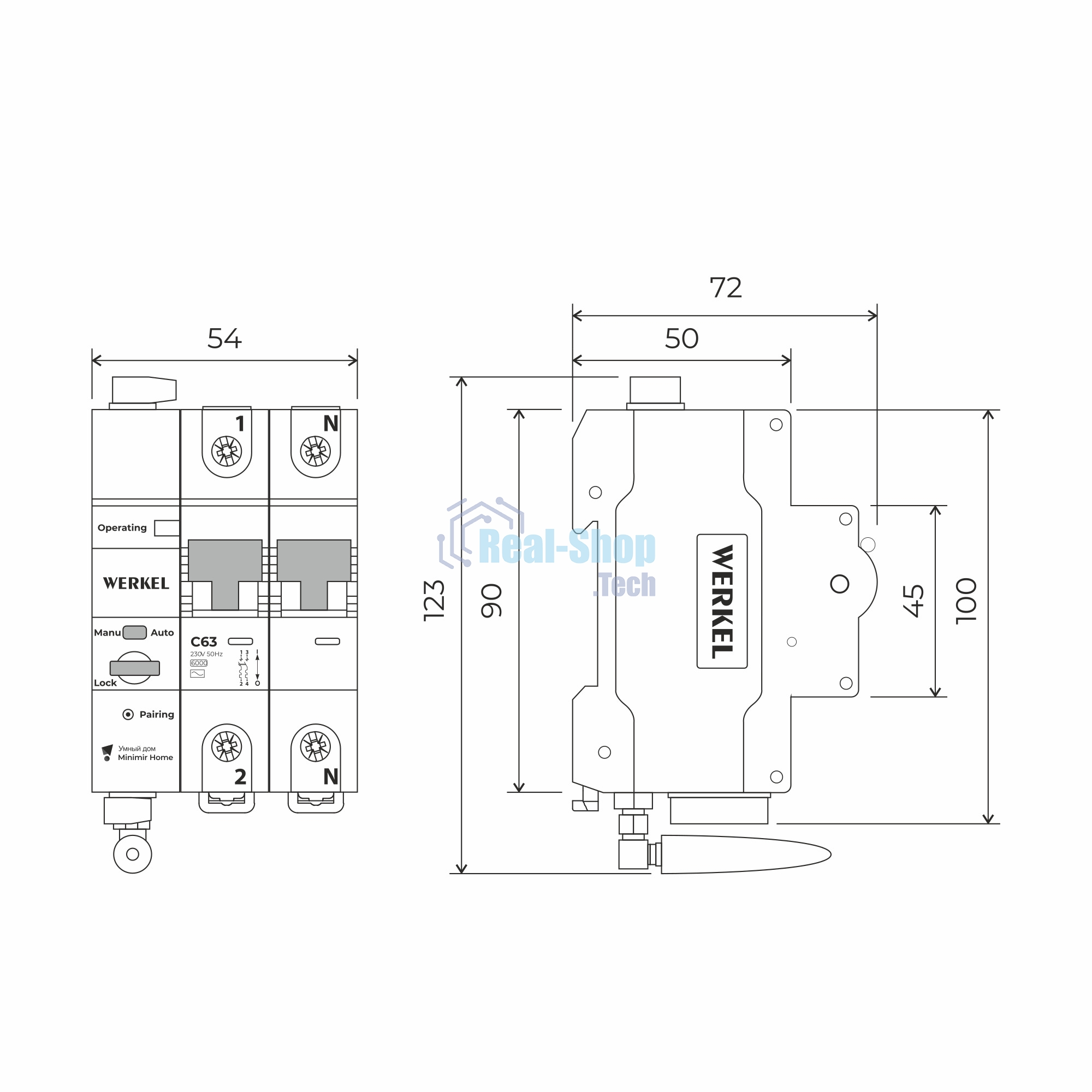 Умный автоматический выключатель Werkel 2 P  63 A  C  6 kA W1002P6301