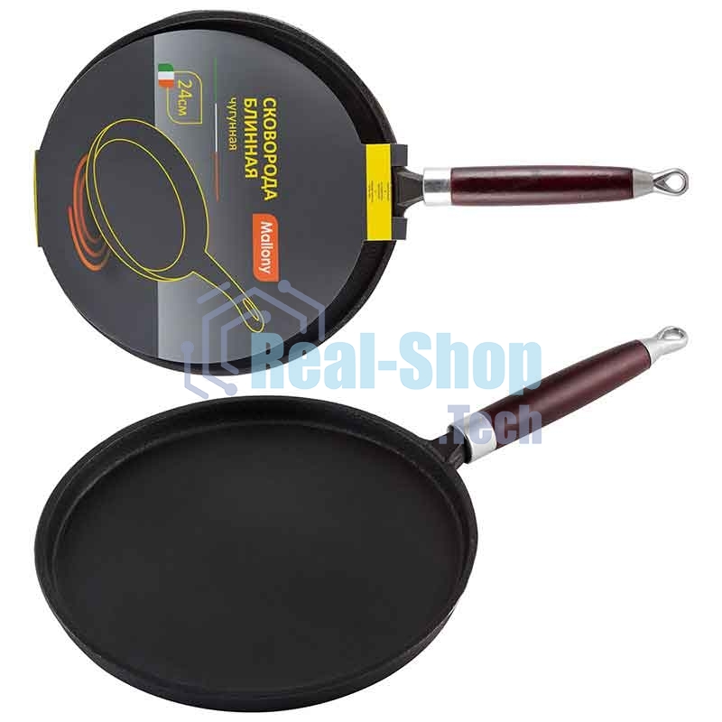 Сковорода Mallony блинная чугунная PCIF-24, диам - 24 см, в конверте, промасл. покрытие