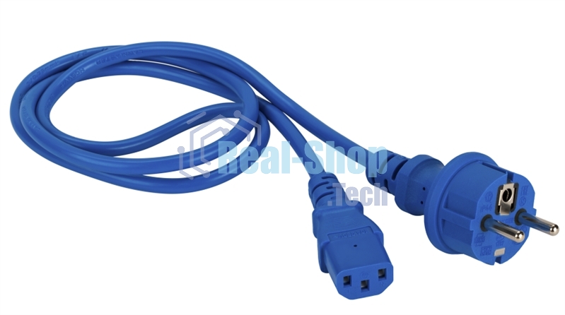 Шнур питания Lanmaster C13-Schuko прямая, 3х0.75, 220В, 10А, синий, 2 метра