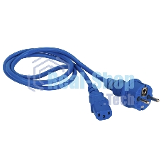 Шнур питания Lanmaster C13-Schuko прямая, 3х0.75, 220В, 10А, синий, 2 метра