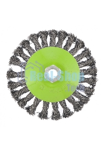 Щетка для УШМ Сибртех 125 мм, М14, Тарелка, крученая проволока 0,5 мм