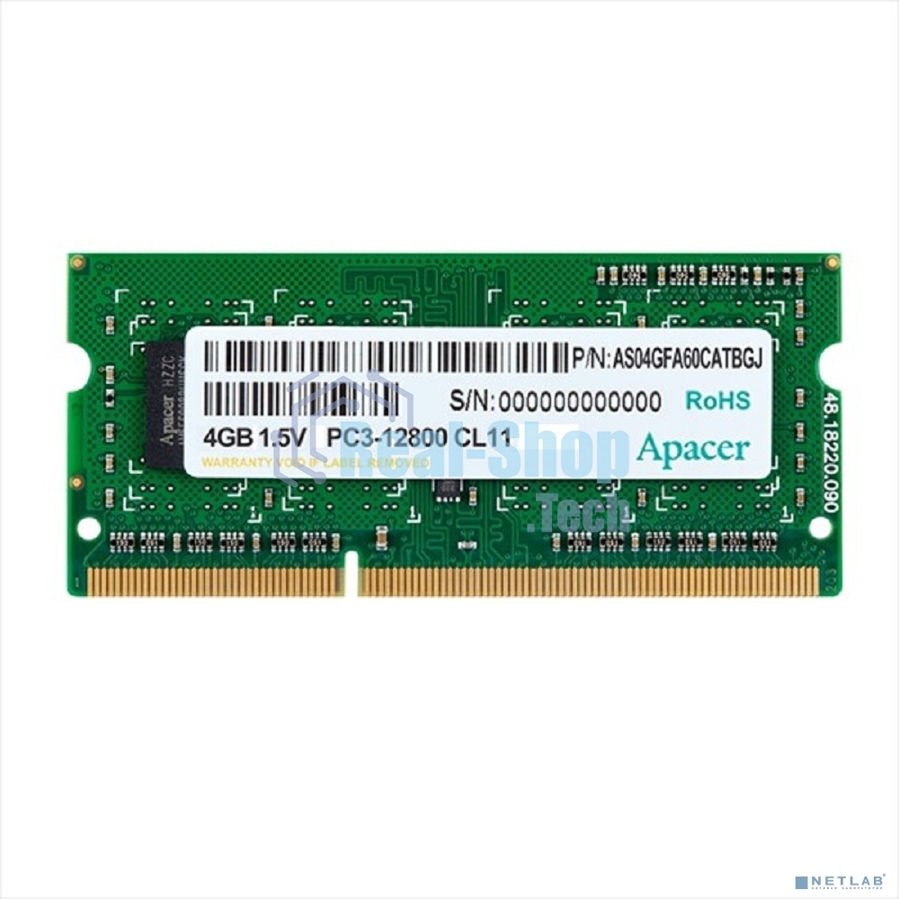 Оперативная память Apacer, DDR3, 4GB (1x4GB), 1600MHz, CL11, SO-DIMM