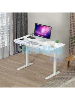 Стол компьютерный Cactus CS-EGD-WT-LED столешница закаленное стекло, белый каркас белый