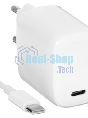 Сетевое зарядное устройство Qumo Energy light PD 20Вт, (модель 0105), USB Type-C PD, + кабель 1м. Type-C на Type-C, белый