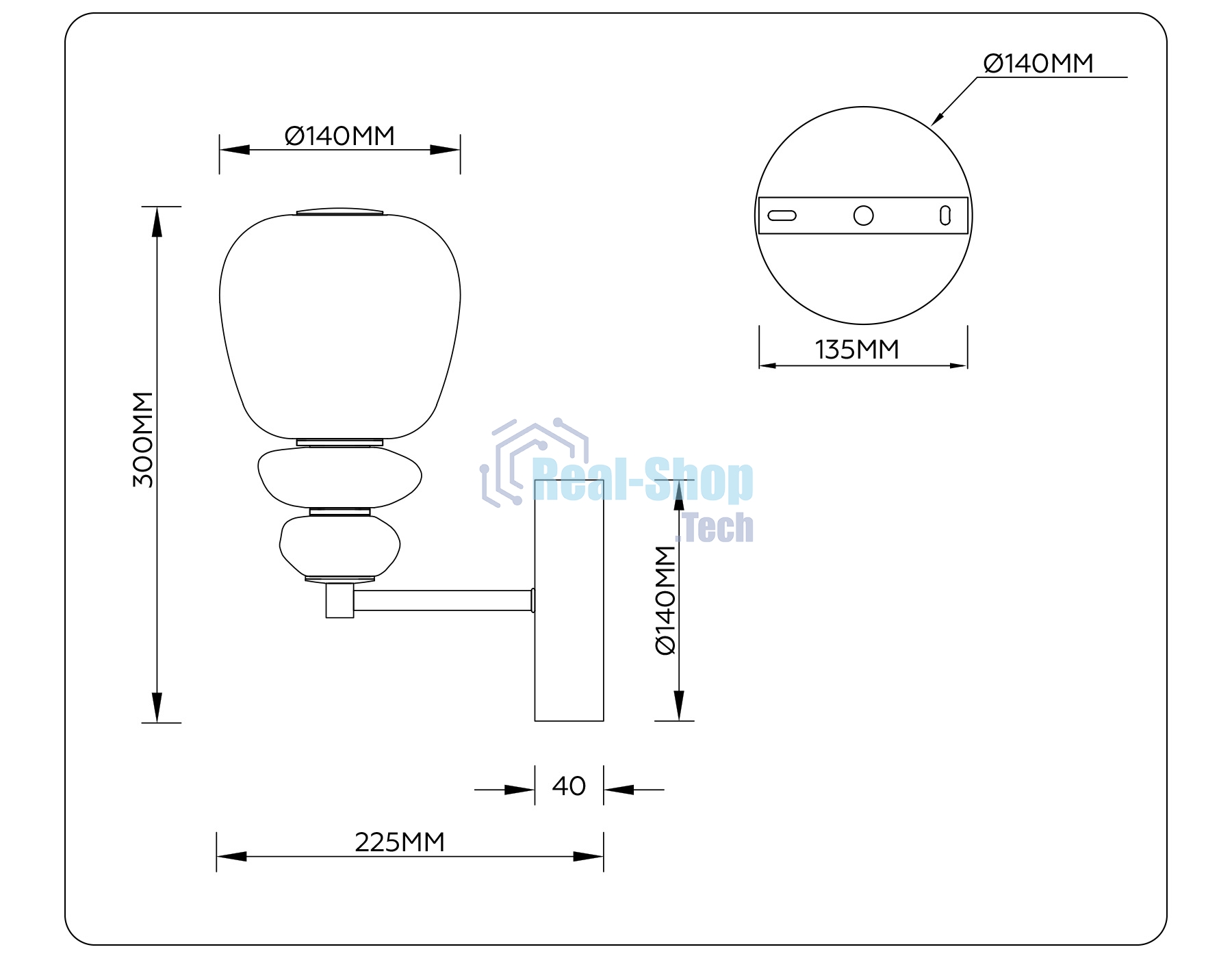 Настенный светильник Ambrella light LH53168 SB/WH бронза/белый 8W 3000K 140*225*300