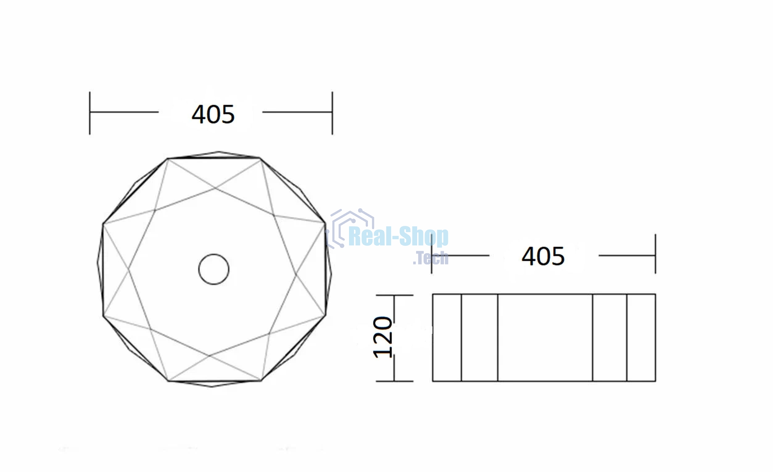 Раковина санфаянс накладная круглая BAU Element Cristal D40.5, белая