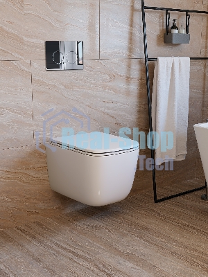 Инсталляция с унитазом комплект BAU IDEAL 6 в 1: унитаз подвесной безободковый торнадо Bau Dream 51х35, быстросъемное сиденье микролифт, кнопка смыва BAU Round, хром