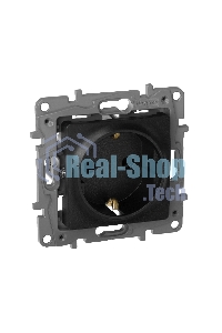 Механизм розетки 1-м СП Etika 2К+З 16А защ. шторки с заземл. винт. зажимы антрацит Legrand 672622