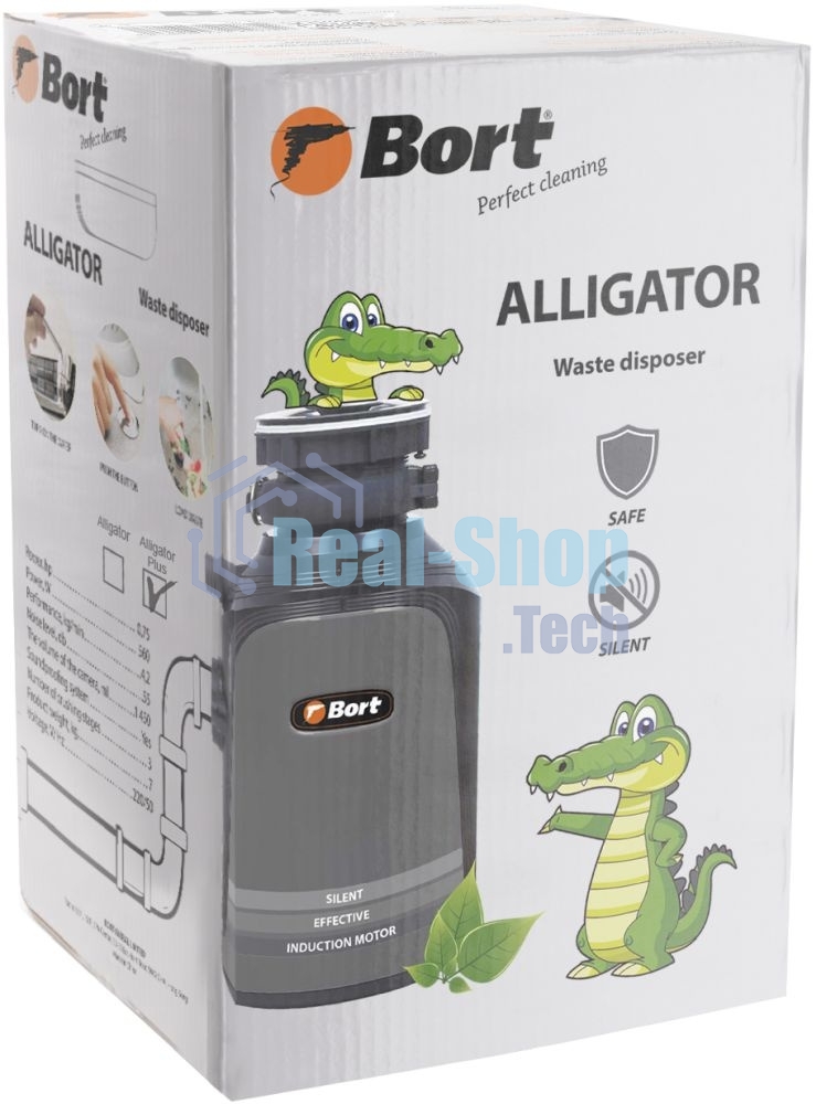 Измельчитель пищевых отходов Bort Alligator Plus, 750 Вт., объем 1 450 мл., пневмовыключатель