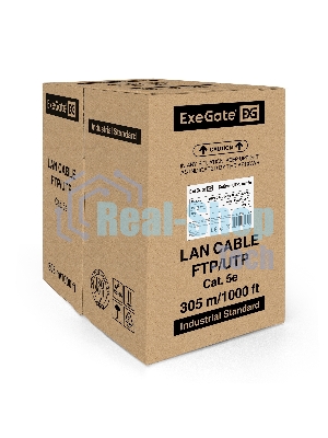 Кабель ExeGate EX289281RUS UTP4-C5e-CU-S25-IN-LSZH-GR-305 UTP 4 пары кат.5e медь, 25AWG, LSZH, бухта 305м, серый