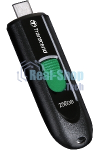 Флешка USB Transcend JetFlash 790С (TS256GJF790C), 256Gb, USB 3.0 Type-C, R/W 90/60, черный/зеленый