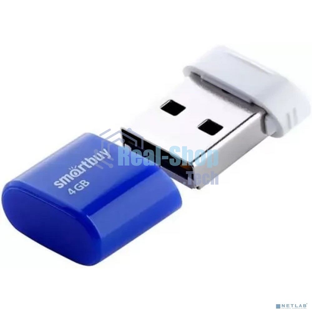 Флешка USB SmartBuy LARA Blue (SB4 GbLara-B), 4Gb, USB 2.0, R/W 15/5, синий/белый