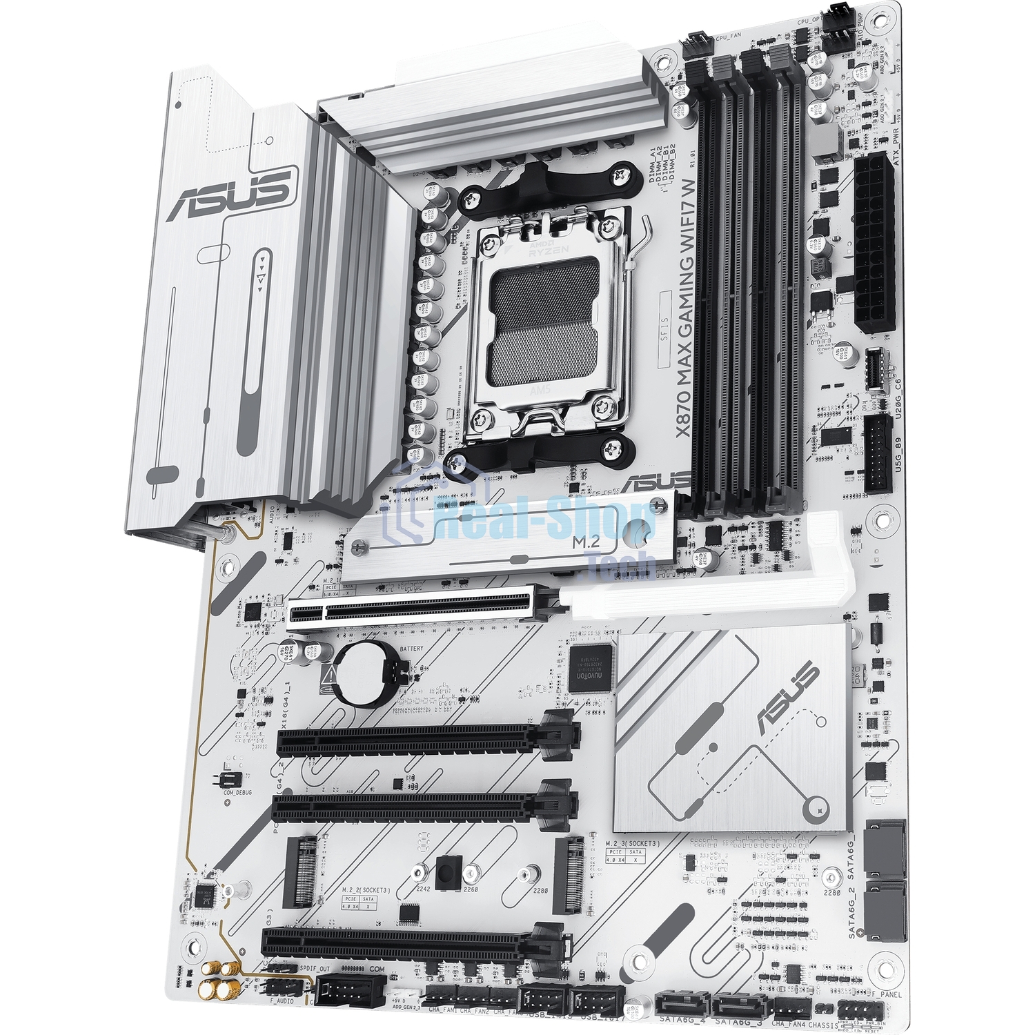 Материнская плата ASUS X870 MAX GAMING WIFI7 W, AM5, AMD X870, 4xDDR5, 4xSATA, 3xM.2, 1xPCIe 5.0 x16, 2xPCIe 4.0 x16, 1xPCIe 3.0 x16, 1xHDMI, 2xUSB Type-C (Display), 1x2.5Gb LAN, Wi-Fi 7, Bluetooth 5.4, 2xUSB-C 40Gbps, 1xUSB-A 10Gbps, 3xUSB-A 5Gbps, 4xUSB