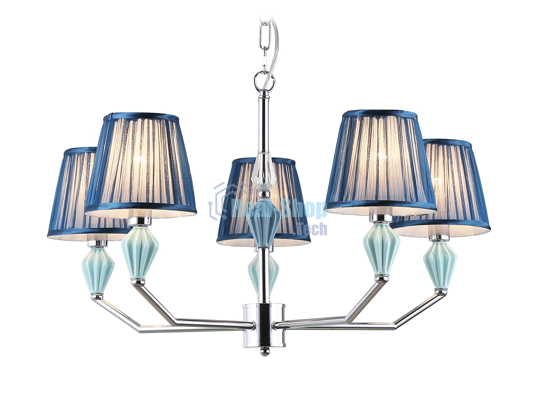 Люстра Ambrella light LH75061/5 CH/DB хром/темно синий E14/5 max 40W D690*810