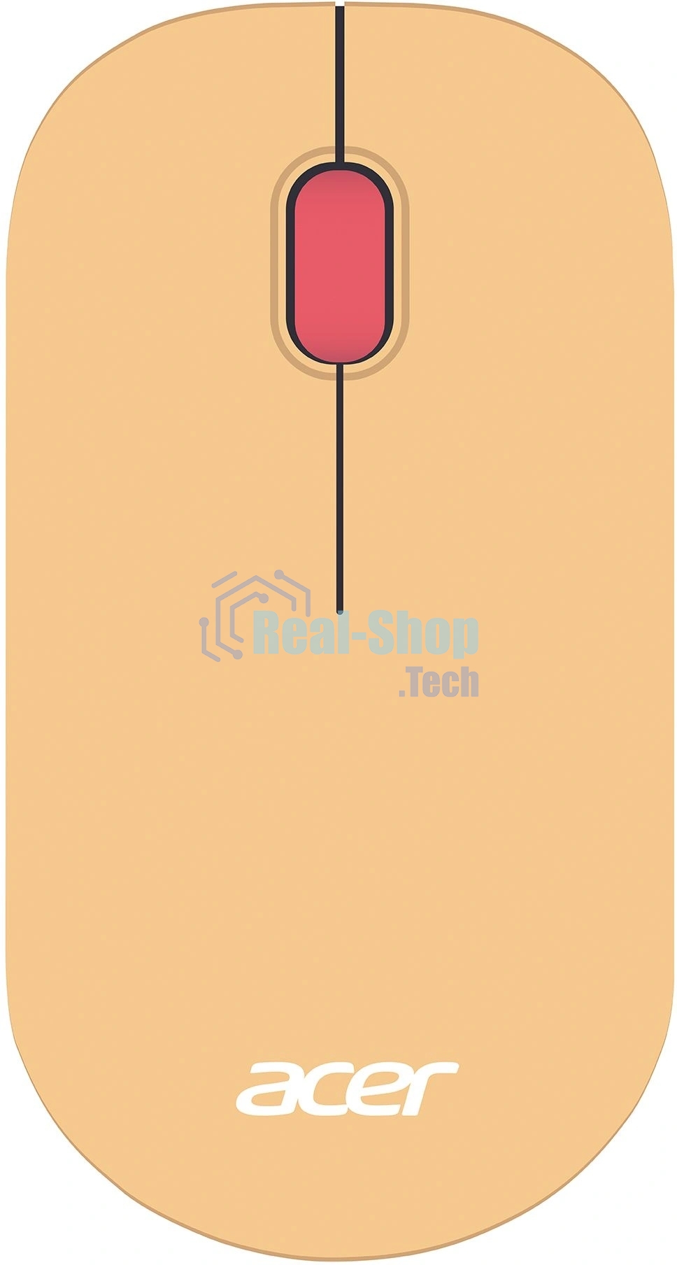 Мышь беспроводная Acer OMR205 бежевый/розовый, 1200 dpi, радиоканал, USB, кнопки - 3