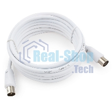 Кабель телевизионный Cablexpert CCV-515-W-3M, Coaxial M/F, белый, 3м