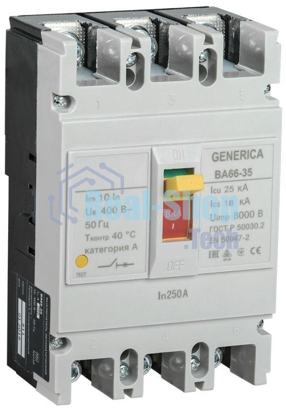 Выключатель автоматический 3п 250А 25кА ВА66-35 GENERICA IEK SAV30-3-0250-G