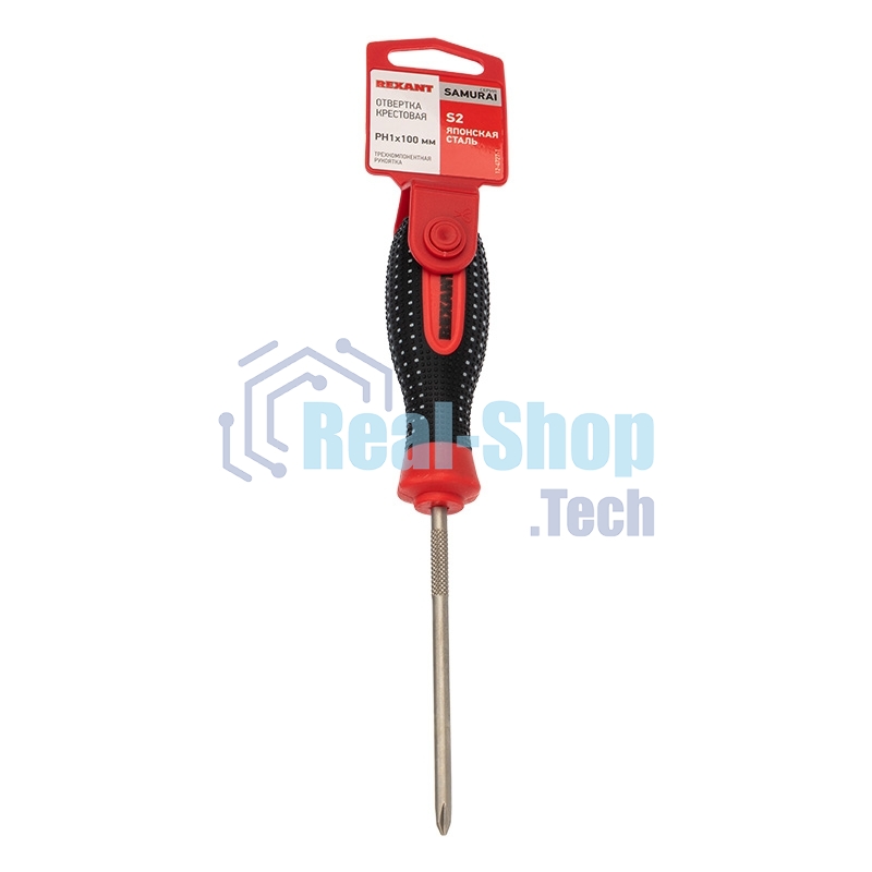 Отвертка крестовая Rexant PH 1х100 мм, трехкомпонентная рукоятка, сталь S2