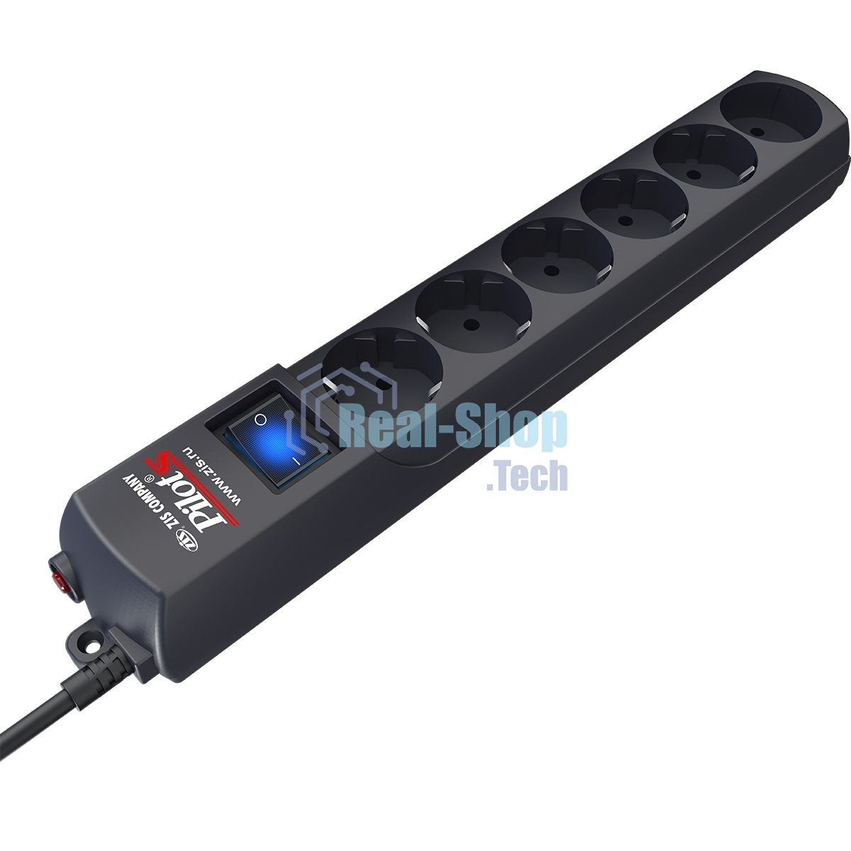 Сетевой фильтр Pilot S 6 розеток (5 евро + 1 без заземления) 7 м, графит