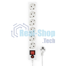 Сетевой фильтр Гарнизон 6 р, 10А, 7 м, ур.защиты 4, белый, пакет