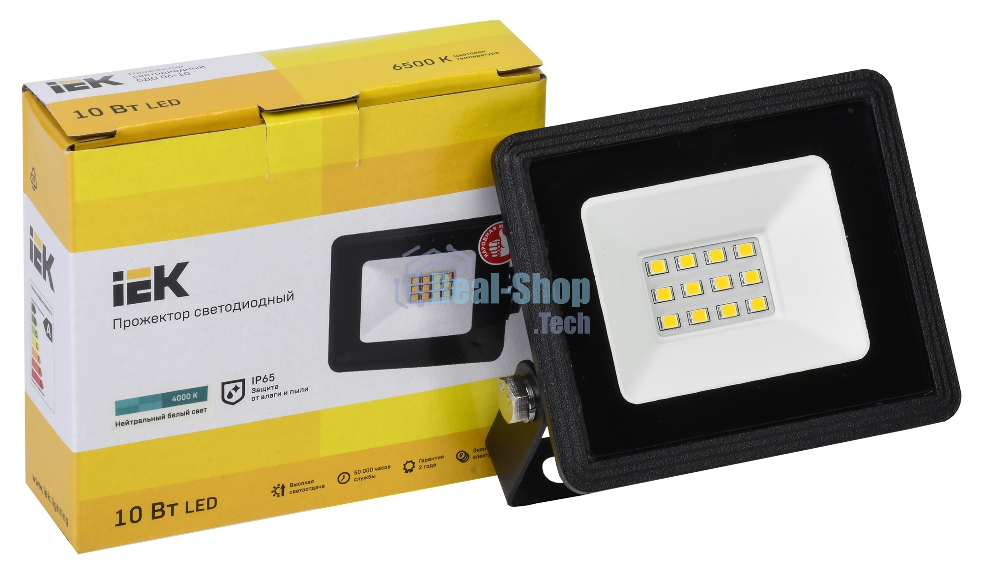 Прожектор светодиодный СДО 06-10 4000К IP65 черный ИЭК LPDO601-10-40-K02