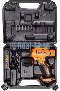 Дрель-шуруповерт аккумуляторная Вихрь ДА-18Л-2К/Б 72/14/22, Аккумуляторная, 18В, 2 АКБ, Кейс