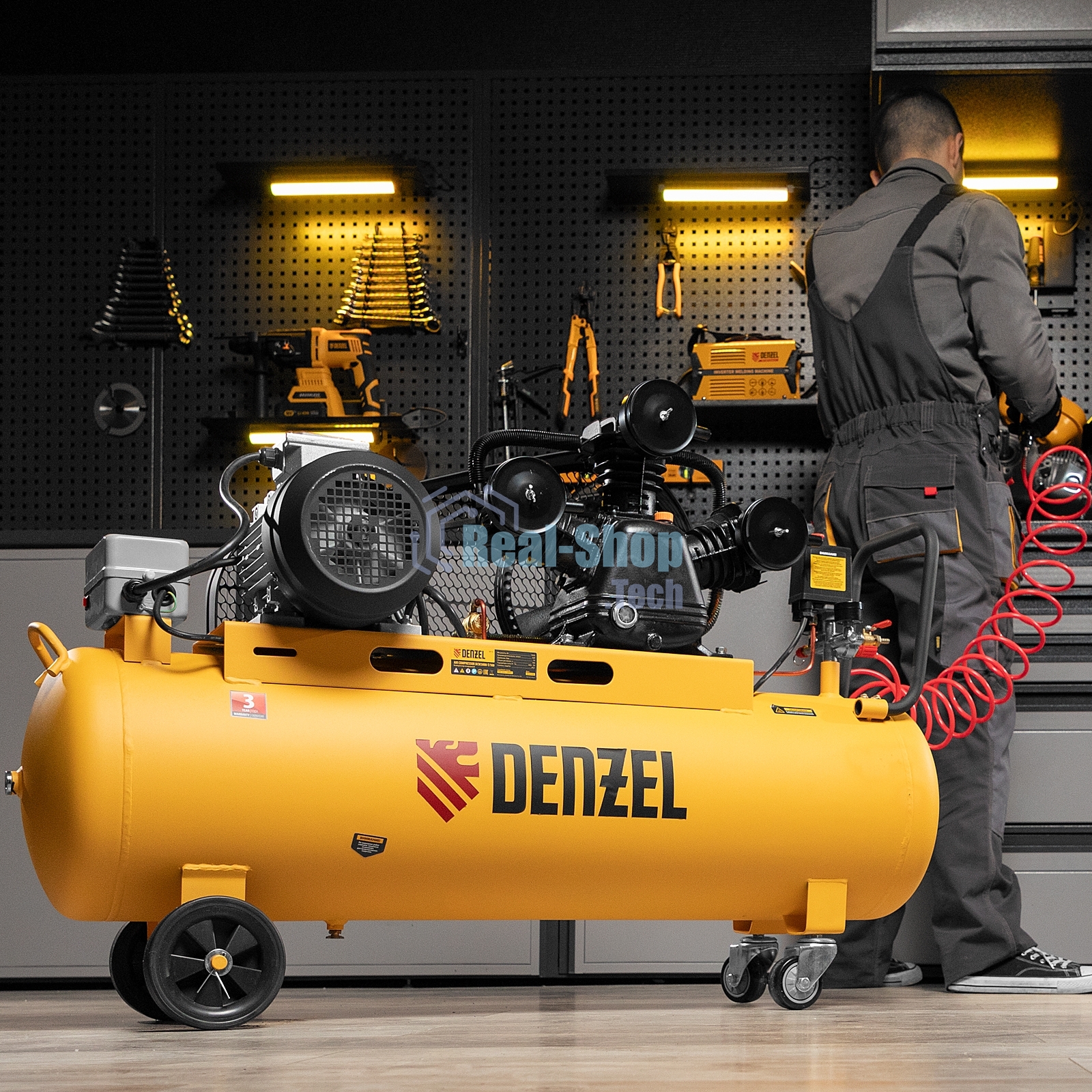 Компрессор воздушный Denzel рем. привод BCW3000-T/100, 3,0 кВт, 100 литров, 520 л/мин