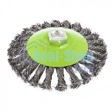 Щетка для УШМ Сибртех 125 мм, М14, Тарелка, крученая проволока 0,5 мм