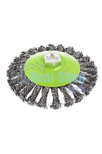 Щетка для УШМ Сибртех 125 мм, М14, Тарелка, крученая проволока 0,5 мм