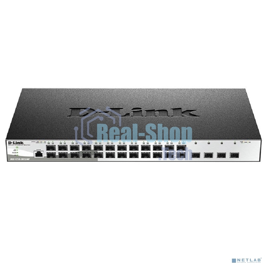 Коммутатор управляемый L2 DGS-1210-28XS/ME/B2A с 24 портами 100/1000Base-X SFP и 4 портами 10Gbase-X SFP+