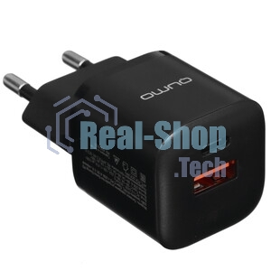 Сетевое зарядное устройство Qumo Energy PD 20W (Charger 0071), два порта: Type-C PD + USB-A QC3.0, черный