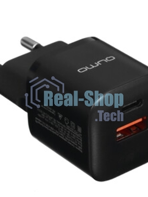 Сетевое зарядное устройство Qumo Energy PD 20W (Charger 0071), два порта: Type-C PD + USB-A QC3.0, черный