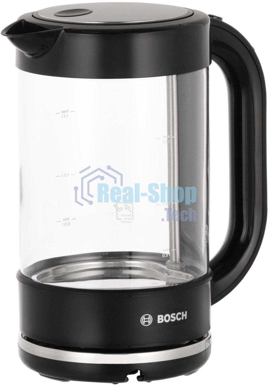 Чайник электрический Bosch TWK70B03 черный, 1.7 л, 2400 Вт, скрытый нагревательный элемент