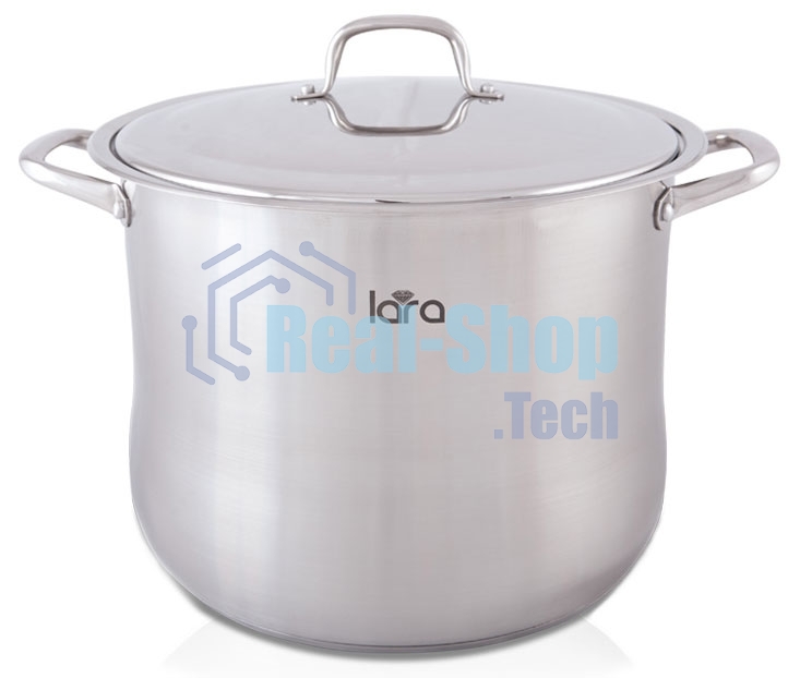 Кастрюля Lara LR02-44 15,2 л LR02-44 Кастрюля Lara (нерж) 28x23 см, 15.2 л, капсулир индукц дно, крышка из стали