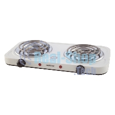 Плита настольная электрическая Centek CT-1509 белый, 2 кВт, ТЭН, конфорки - 2, эмаль, поворотные переключатели