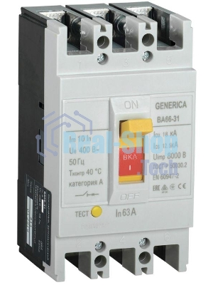 Выключатель автоматический 3п 63А 18кА ВА66-31 GENERICA IEK SAV10-3-0063-G