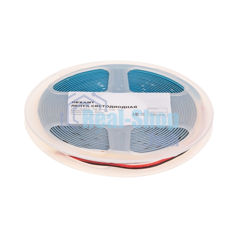 Лента светодиодная Rexant 24В, COB 10Вт/м, 384 LED/м, 4000K, 8мм, 5м, IP20