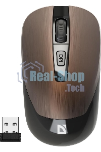 Мышь беспроводная Defender Wave MM-995 бронзовый, 1600 dpi, радиоканал, USB, кнопки - 4