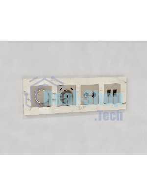 Комплект механизма розетки TV оконечной + SAT 5-862MHz 3.5dB/950-2150MHz 3.5dB ALFA Серо-бежевый матовый QUANT (AP3733, VM217) MA373310