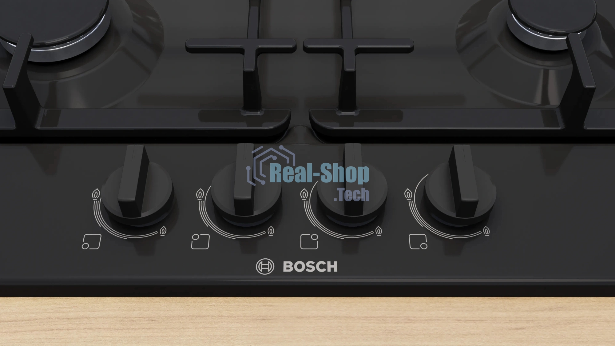 Газовая варочная поверхность Bosch PGP6B6K90R, 4 конфорки, эмалированная сталь, 7500 Вт