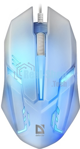 Мышь проводная Defender Cyber MB-560L белый, 1200 dpi, USB, кнопки - 3
