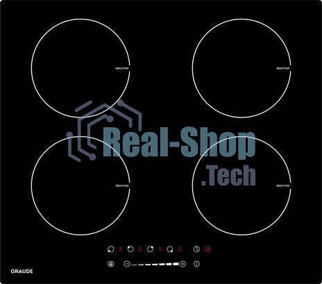 Индукционная варочная панель Graude IK 60.1 / Сенсорное управление, 9 ступеней нагрева, Функция таймера, Индикация остаточного тепла, Автоматическое отключение, Защита от детей, Исполнение: без рамки