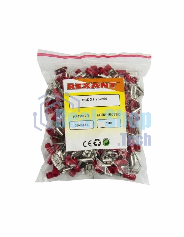 Клемма плоская Rexant изолированная гнездо 7.4 мм + штекер - 6.3 мм 0.5-1.5 мм² (РПи-О 1.5-(6.3)/РПИо 1.5-7.5)