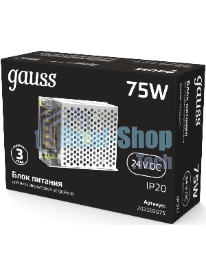 Блок питания Gauss 202002075 встраив. для лен.светод. черный