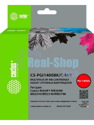 Картридж струйный Cactus CS-PGI1400BK/C/M/Y 4 цв. набор (72 мл) для Canon MB2050/MB2350/MB2040/MB2340