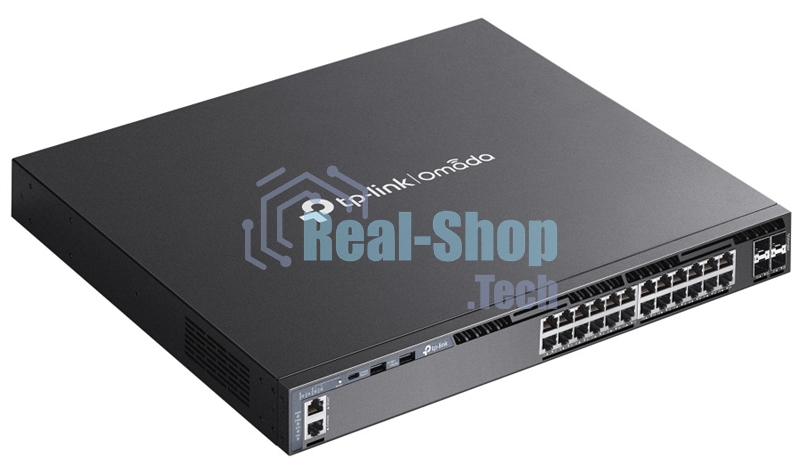 Коммутатор управляемый стекируемый 3 го уровня TP-Link SG6428X Omada с 24 гигабитными портами и 4 портами SFP+